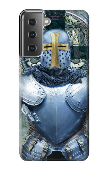 W3864 Medieval Templar Heavy Armor Knight Hülle Schutzhülle Taschen und Leder Flip für Samsung Galaxy S21 Plus 5G, Galaxy S21+ 5G