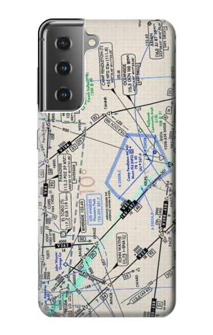 W3882 Flying Enroute Chart Hülle Schutzhülle Taschen und Leder Flip für Samsung Galaxy S21 Plus 5G, Galaxy S21+ 5G