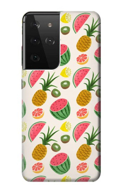 W3883 Fruit Pattern Hülle Schutzhülle Taschen und Leder Flip für Samsung Galaxy S21 Ultra 5G