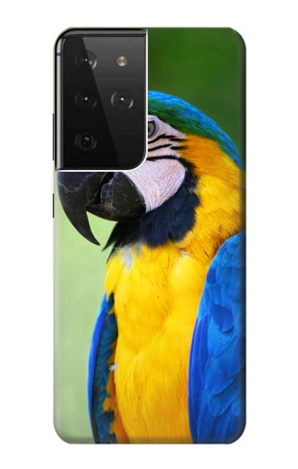 W3888 Macaw Face Bird Hülle Schutzhülle Taschen und Leder Flip für Samsung Galaxy S21 Ultra 5G