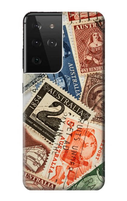 W3900 Stamps Hülle Schutzhülle Taschen und Leder Flip für Samsung Galaxy S21 Ultra 5G