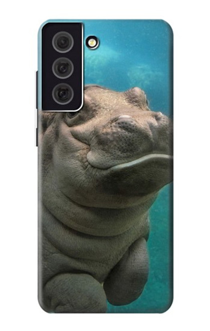 W3871 Cute Baby Hippo Hippopotamus Hülle Schutzhülle Taschen und Leder Flip für Samsung Galaxy S21 FE 5G