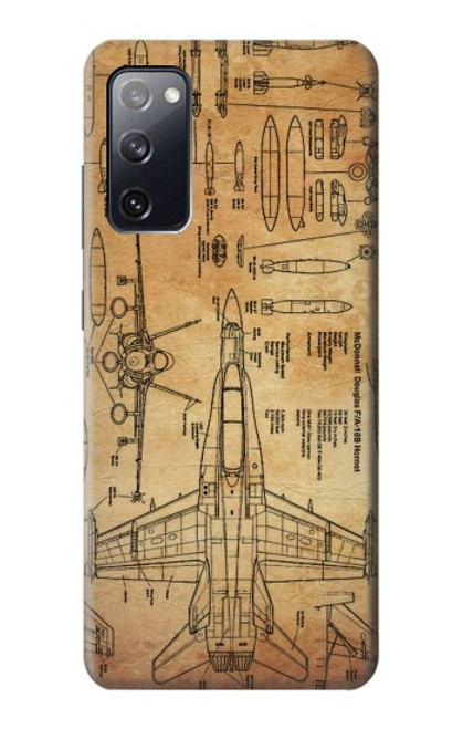 W3868 Aircraft Blueprint Old Paper Hülle Schutzhülle Taschen und Leder Flip für Samsung Galaxy S20 FE