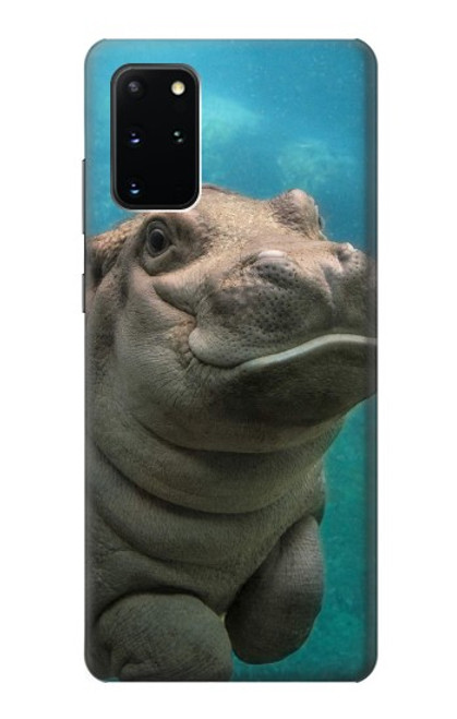 W3871 Cute Baby Hippo Hippopotamus Hülle Schutzhülle Taschen und Leder Flip für Samsung Galaxy S20 Plus, Galaxy S20+