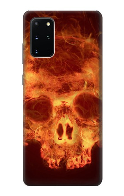 W3881 Fire Skull Hülle Schutzhülle Taschen und Leder Flip für Samsung Galaxy S20 Plus, Galaxy S20+