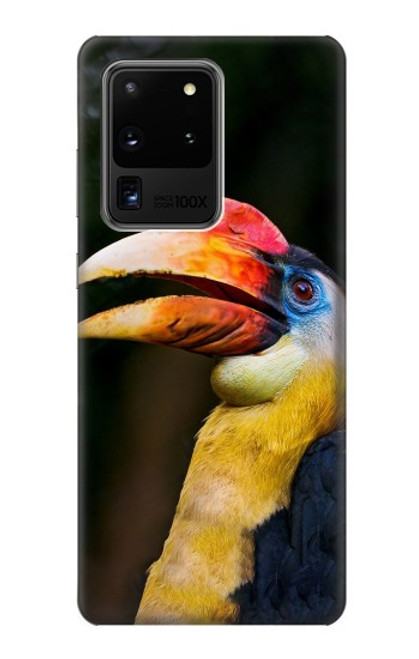 W3876 Colorful Hornbill Hülle Schutzhülle Taschen und Leder Flip für Samsung Galaxy S20 Ultra