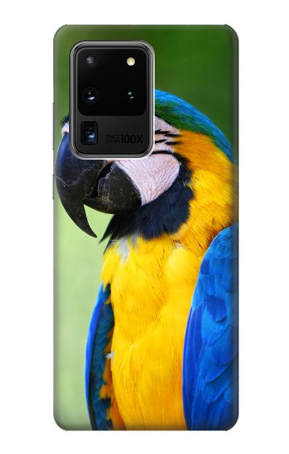 W3888 Macaw Face Bird Hülle Schutzhülle Taschen und Leder Flip für Samsung Galaxy S20 Ultra