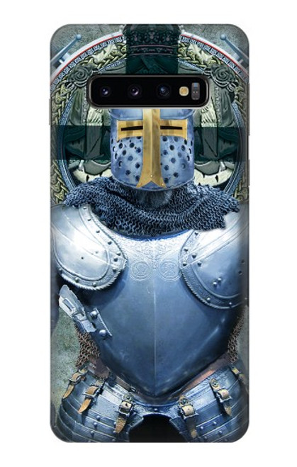 W3864 Medieval Templar Heavy Armor Knight Hülle Schutzhülle Taschen und Leder Flip für Samsung Galaxy S10