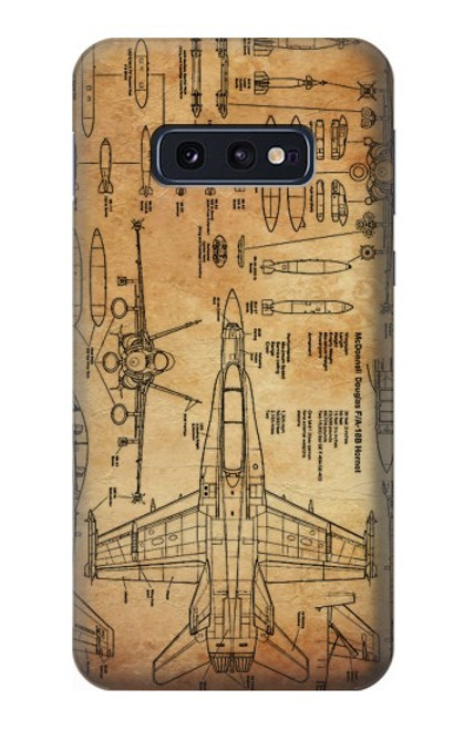W3868 Aircraft Blueprint Old Paper Hülle Schutzhülle Taschen und Leder Flip für Samsung Galaxy S10e