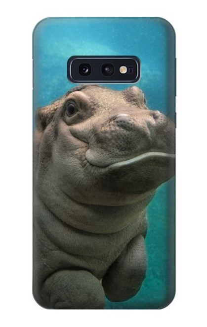 W3871 Cute Baby Hippo Hippopotamus Hülle Schutzhülle Taschen und Leder Flip für Samsung Galaxy S10e