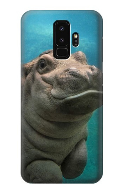 W3871 Cute Baby Hippo Hippopotamus Hülle Schutzhülle Taschen und Leder Flip für Samsung Galaxy S9 Plus