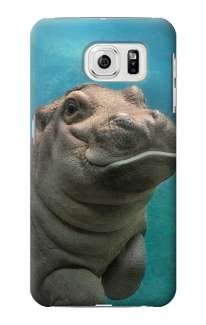 W3871 Cute Baby Hippo Hippopotamus Hülle Schutzhülle Taschen und Leder Flip für Samsung Galaxy S7 Edge