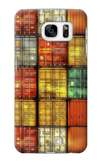 W3861 Colorful Container Block Hülle Schutzhülle Taschen und Leder Flip für Samsung Galaxy S7