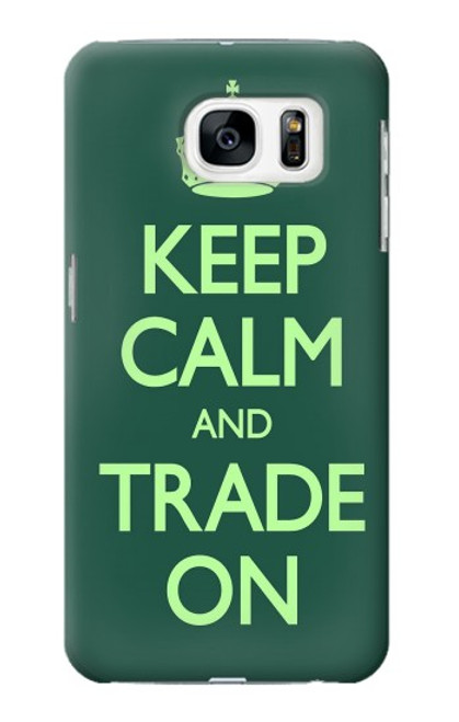 W3862 Keep Calm and Trade On Hülle Schutzhülle Taschen und Leder Flip für Samsung Galaxy S7