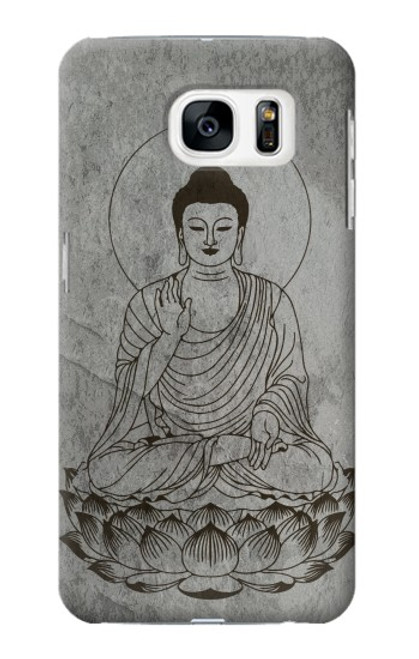 W3873 Buddha Line Art Hülle Schutzhülle Taschen und Leder Flip für Samsung Galaxy S7