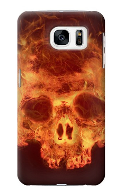 W3881 Fire Skull Hülle Schutzhülle Taschen und Leder Flip für Samsung Galaxy S7