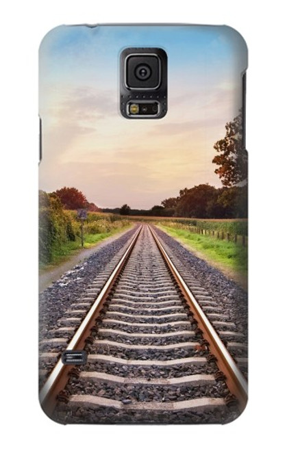 W3866 Railway Straight Train Track Hülle Schutzhülle Taschen und Leder Flip für Samsung Galaxy S5