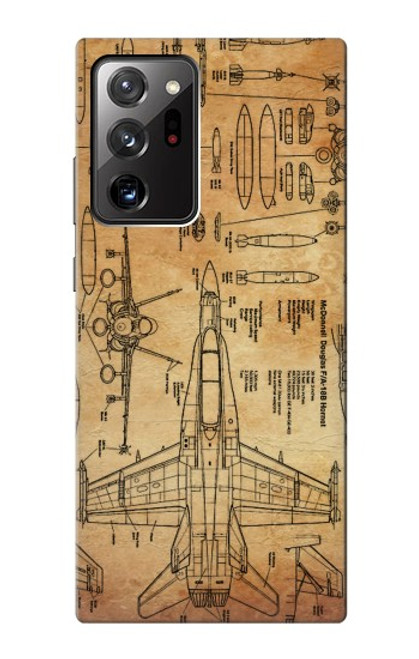 W3868 Aircraft Blueprint Old Paper Hülle Schutzhülle Taschen und Leder Flip für Samsung Galaxy Note 20 Ultra, Ultra 5G