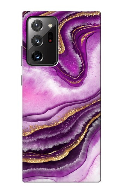 W3896 Purple Marble Gold Streaks Hülle Schutzhülle Taschen und Leder Flip für Samsung Galaxy Note 20 Ultra, Ultra 5G