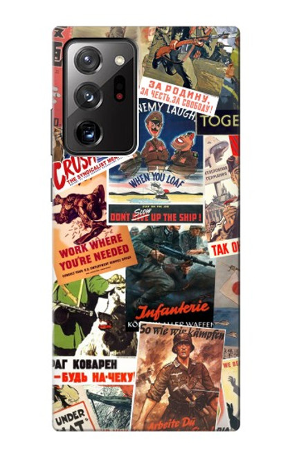 W3905 Vintage Army Poster Hülle Schutzhülle Taschen und Leder Flip für Samsung Galaxy Note 20 Ultra, Ultra 5G