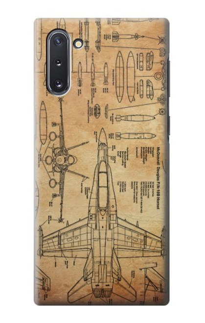 W3868 Aircraft Blueprint Old Paper Hülle Schutzhülle Taschen und Leder Flip für Samsung Galaxy Note 10