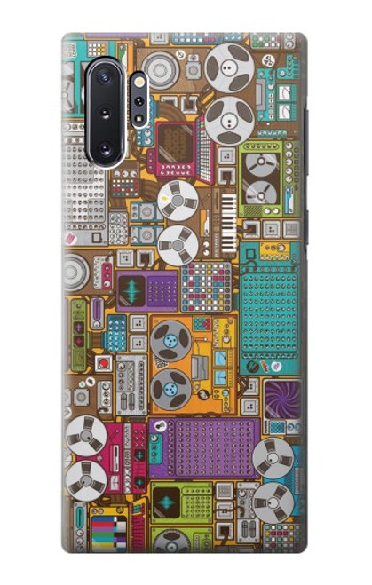 W3879 Retro Music Doodle Hülle Schutzhülle Taschen und Leder Flip für Samsung Galaxy Note 10 Plus