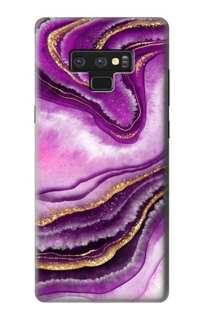 W3896 Purple Marble Gold Streaks Hülle Schutzhülle Taschen und Leder Flip für Note 9 Samsung Galaxy Note9