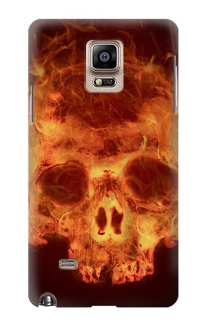 W3881 Fire Skull Hülle Schutzhülle Taschen und Leder Flip für Samsung Galaxy Note 4