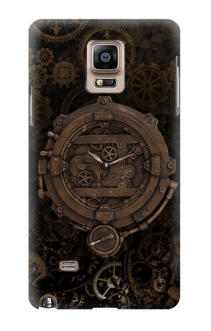 W3902 Steampunk Clock Gear Hülle Schutzhülle Taschen und Leder Flip für Samsung Galaxy Note 4
