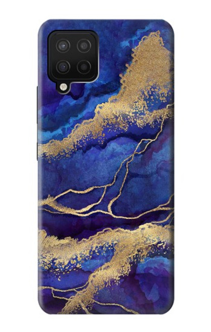 W3906 Navy Blue Purple Marble Hülle Schutzhülle Taschen und Leder Flip für Samsung Galaxy A12