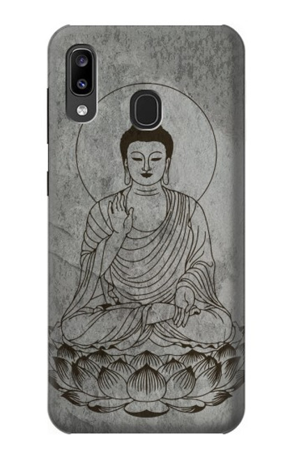 W3873 Buddha Line Art Hülle Schutzhülle Taschen und Leder Flip für Samsung Galaxy A20, Galaxy A30