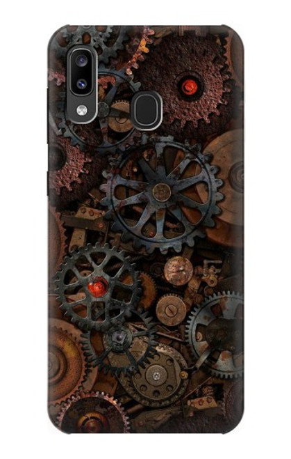 W3884 Steampunk Mechanical Gears Hülle Schutzhülle Taschen und Leder Flip für Samsung Galaxy A20, Galaxy A30