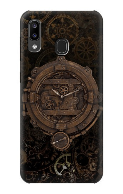 W3902 Steampunk Clock Gear Hülle Schutzhülle Taschen und Leder Flip für Samsung Galaxy A20, Galaxy A30