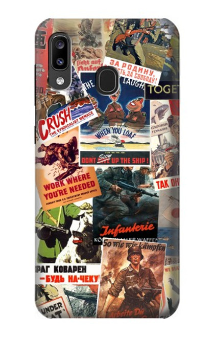 W3905 Vintage Army Poster Hülle Schutzhülle Taschen und Leder Flip für Samsung Galaxy A20, Galaxy A30