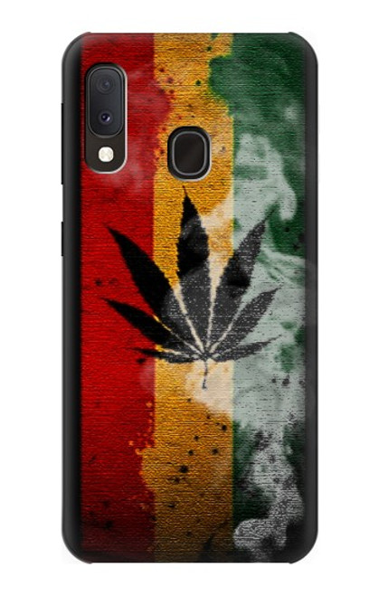 W3890 Reggae Rasta Flag Smoke Hülle Schutzhülle Taschen und Leder Flip für Samsung Galaxy A20e