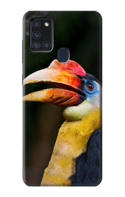 W3876 Colorful Hornbill Hülle Schutzhülle Taschen und Leder Flip für Samsung Galaxy A21s