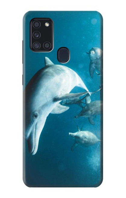 W3878 Dolphin Hülle Schutzhülle Taschen und Leder Flip für Samsung Galaxy A21s