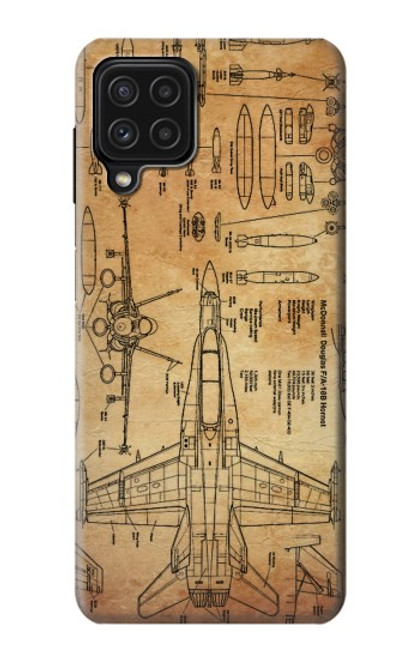 W3868 Aircraft Blueprint Old Paper Hülle Schutzhülle Taschen und Leder Flip für Samsung Galaxy A22 4G