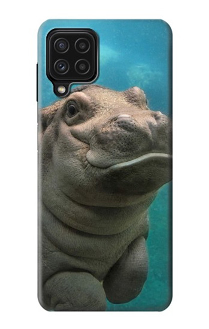 W3871 Cute Baby Hippo Hippopotamus Hülle Schutzhülle Taschen und Leder Flip für Samsung Galaxy A22 4G