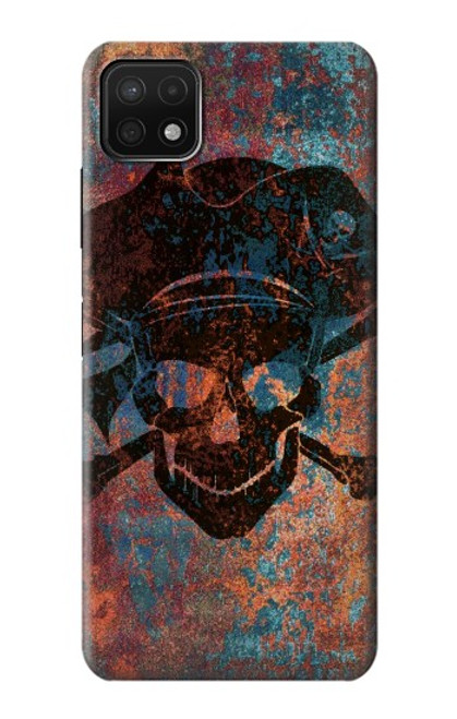 W3895 Pirate Skull Metal Hülle Schutzhülle Taschen und Leder Flip für Samsung Galaxy A22 5G