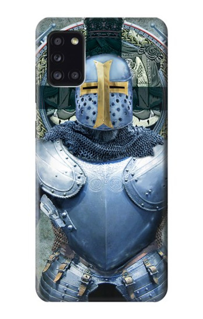 W3864 Medieval Templar Heavy Armor Knight Hülle Schutzhülle Taschen und Leder Flip für Samsung Galaxy A31