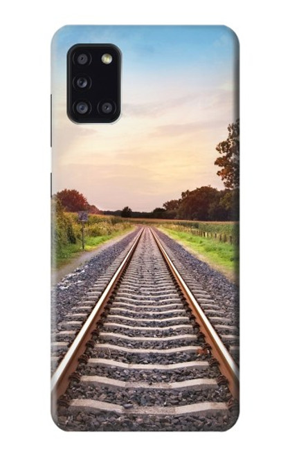 W3866 Railway Straight Train Track Hülle Schutzhülle Taschen und Leder Flip für Samsung Galaxy A31