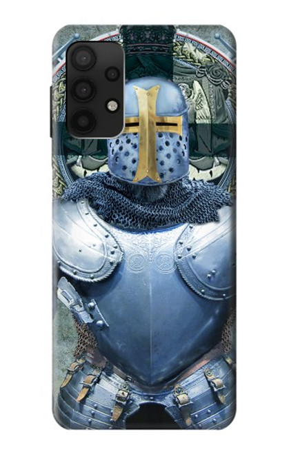 W3864 Medieval Templar Heavy Armor Knight Hülle Schutzhülle Taschen und Leder Flip für Samsung Galaxy A32 4G