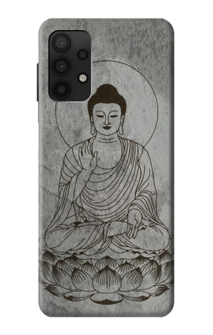 W3873 Buddha Line Art Hülle Schutzhülle Taschen und Leder Flip für Samsung Galaxy A32 4G