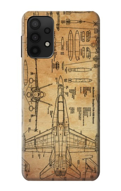 W3868 Aircraft Blueprint Old Paper Hülle Schutzhülle Taschen und Leder Flip für Samsung Galaxy A32 5G