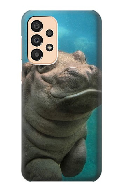 W3871 Cute Baby Hippo Hippopotamus Hülle Schutzhülle Taschen und Leder Flip für Samsung Galaxy A33 5G