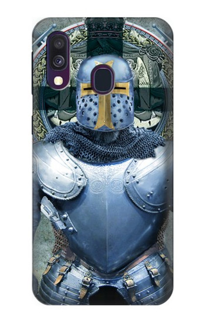 W3864 Medieval Templar Heavy Armor Knight Hülle Schutzhülle Taschen und Leder Flip für Samsung Galaxy A40