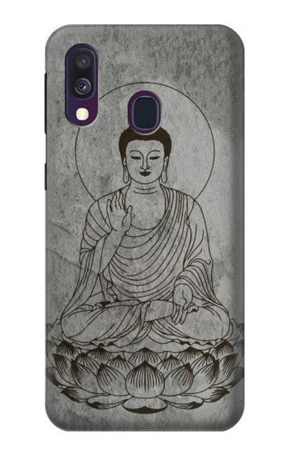 W3873 Buddha Line Art Hülle Schutzhülle Taschen und Leder Flip für Samsung Galaxy A40