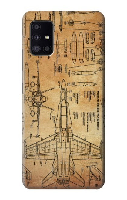 W3868 Aircraft Blueprint Old Paper Hülle Schutzhülle Taschen und Leder Flip für Samsung Galaxy A41