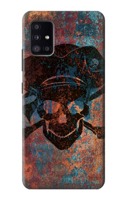 W3895 Pirate Skull Metal Hülle Schutzhülle Taschen und Leder Flip für Samsung Galaxy A41